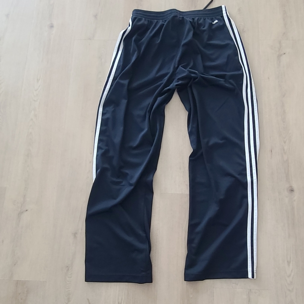 Mens Adidas Workout Pants. Size L. Color Navy Blue w/ White Stripes. - Picture 4 of 6